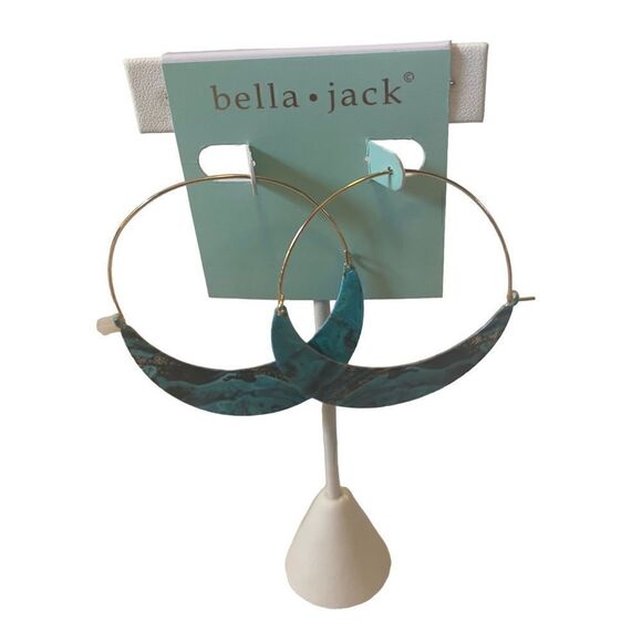 bella•Jack Thin Gold Wire Lightweight Crescent Moon Shaped Hoop Earrings. - Picture 1 of 6